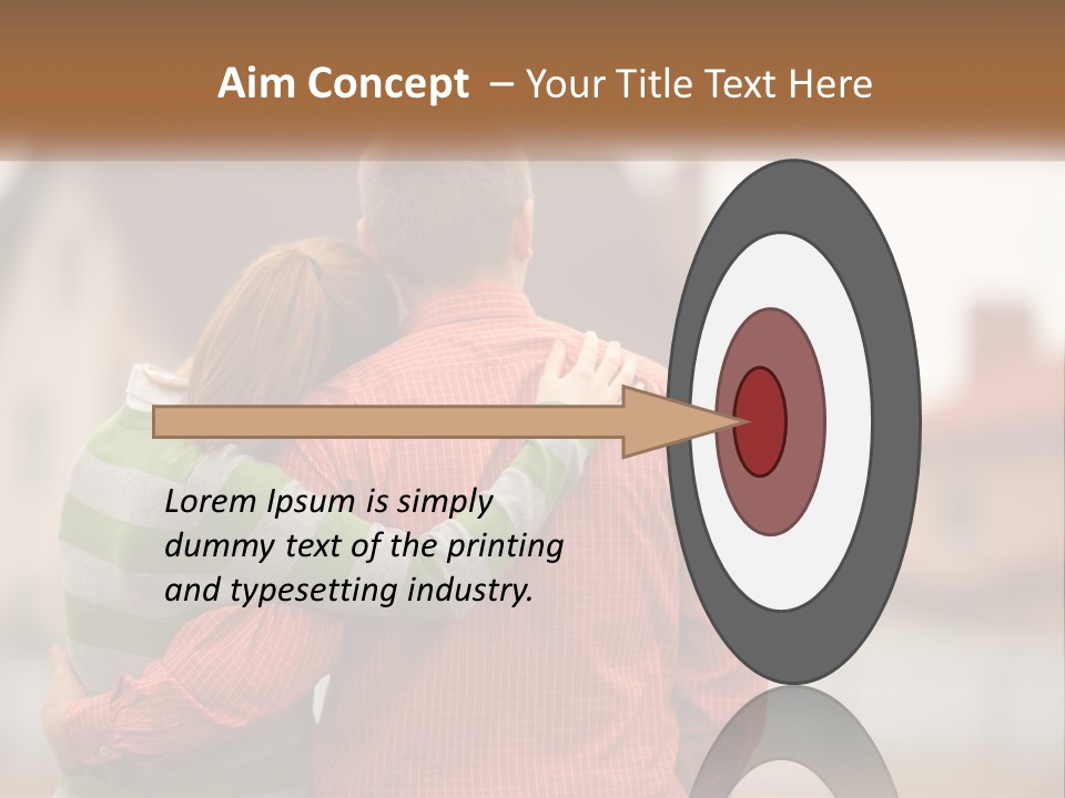 A Man And Woman Embracing In Front Of A House PowerPoint Template