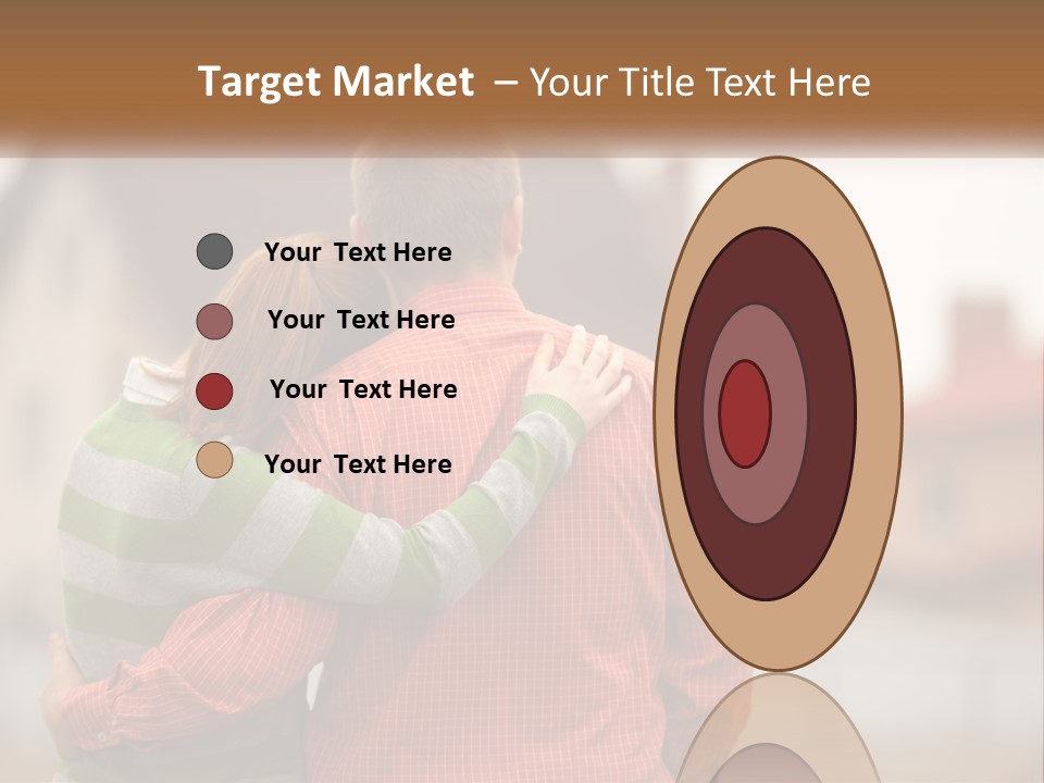 A Man And Woman Embracing In Front Of A House PowerPoint Template