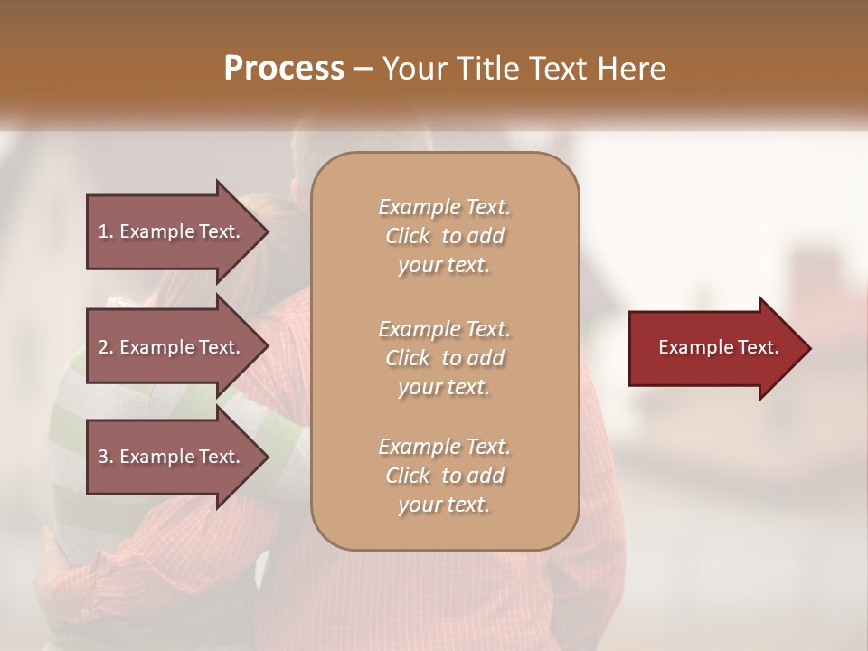 A Man And Woman Embracing In Front Of A House PowerPoint Template