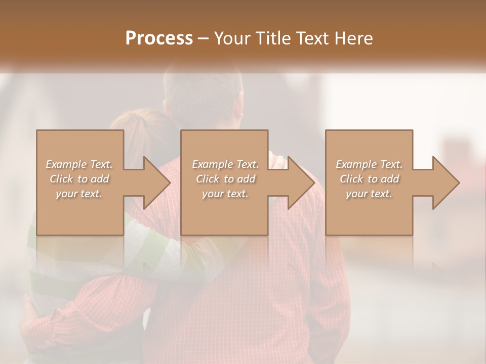 A Man And Woman Embracing In Front Of A House PowerPoint Template