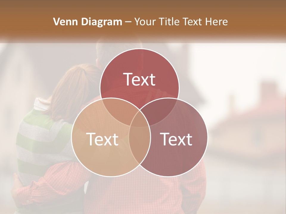 A Man And Woman Embracing In Front Of A House PowerPoint Template