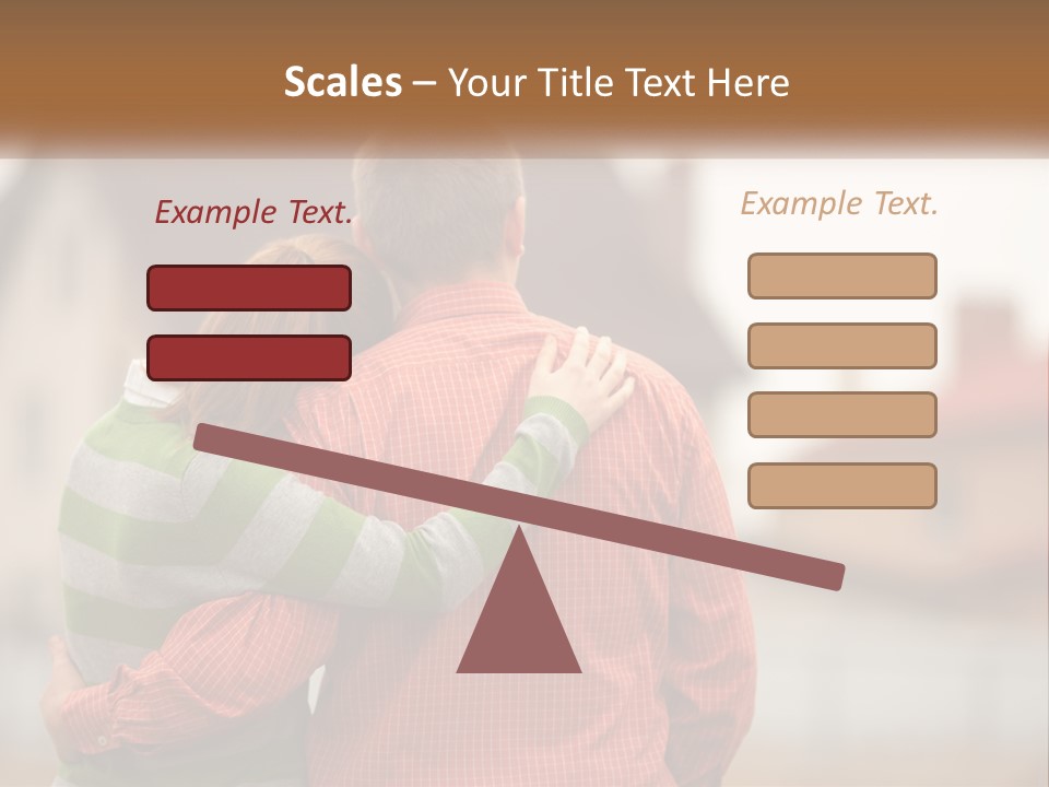 A Man And Woman Embracing In Front Of A House PowerPoint Template