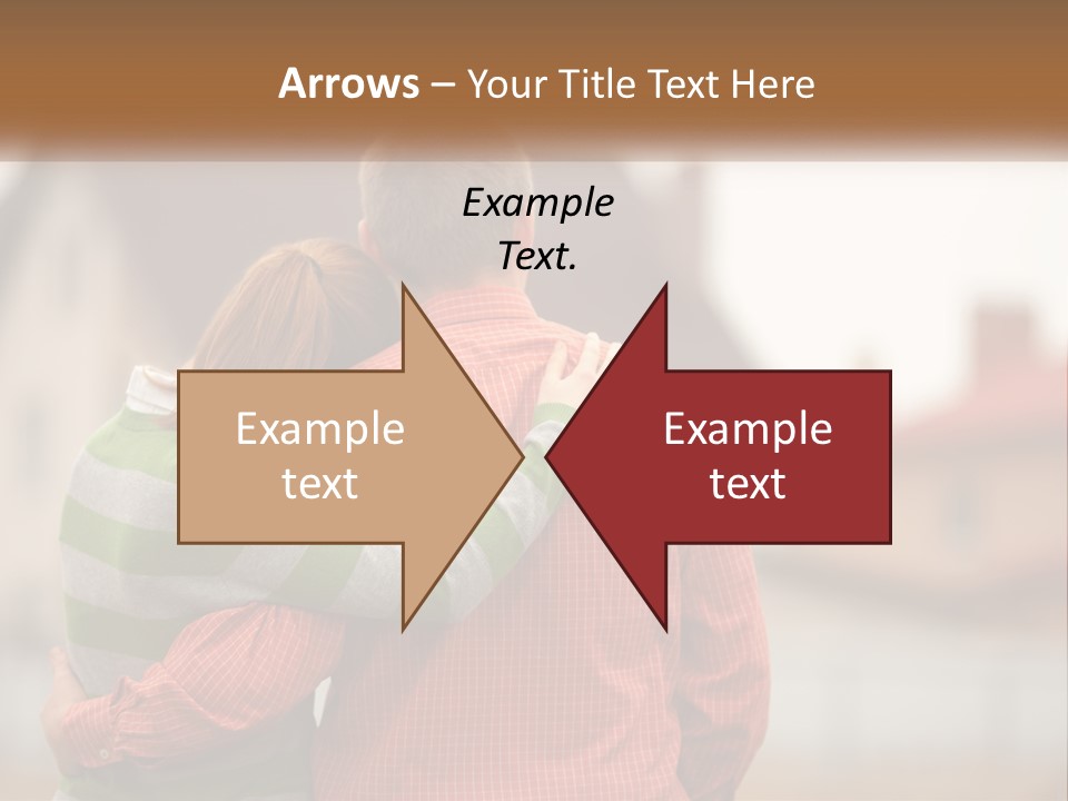 A Man And Woman Embracing In Front Of A House PowerPoint Template