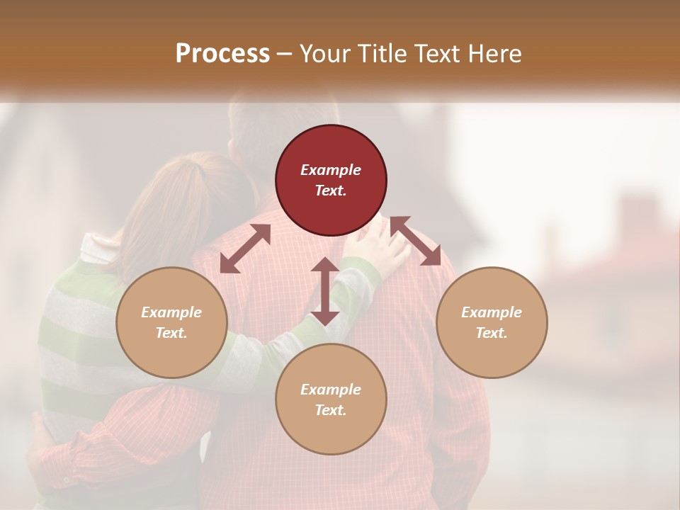 A Man And Woman Embracing In Front Of A House PowerPoint Template