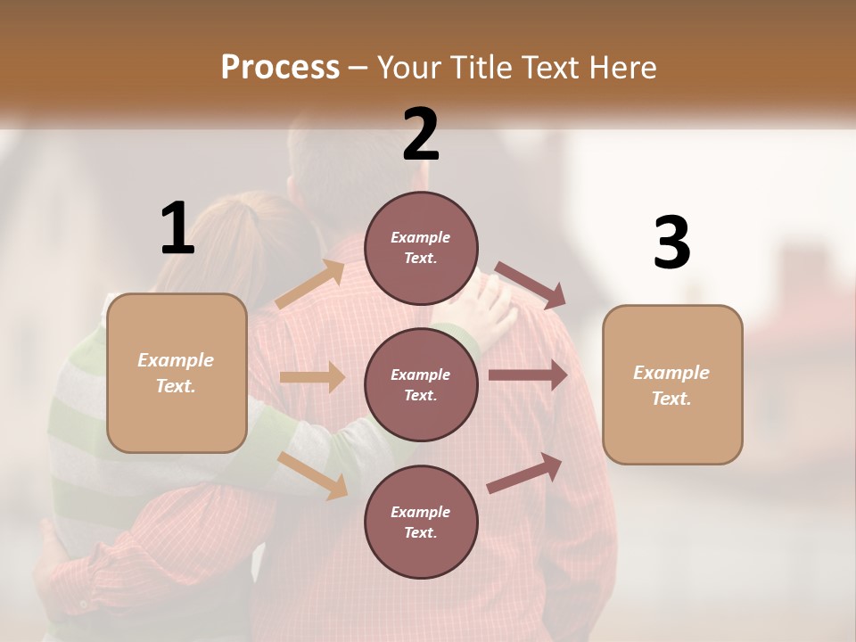 A Man And Woman Embracing In Front Of A House PowerPoint Template