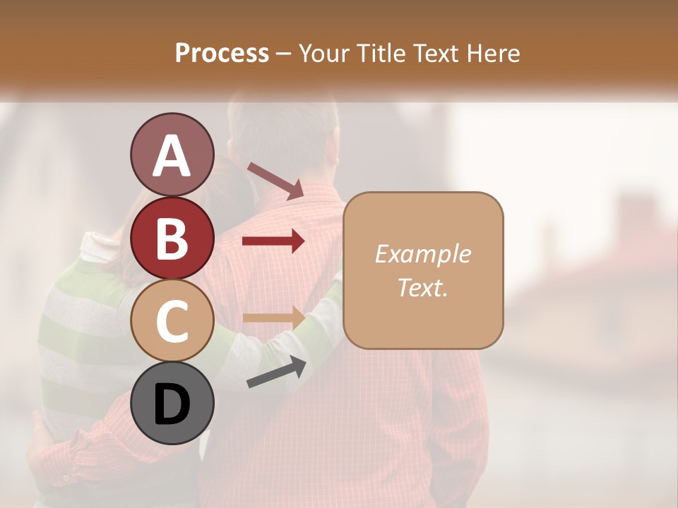 A Man And Woman Embracing In Front Of A House PowerPoint Template
