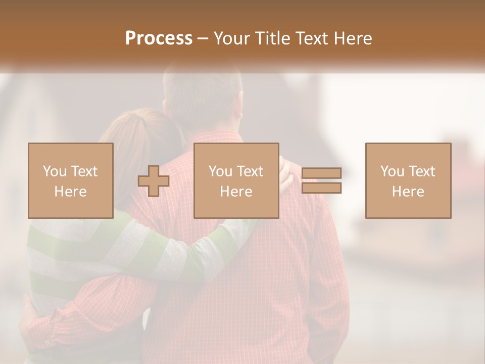 A Man And Woman Embracing In Front Of A House PowerPoint Template
