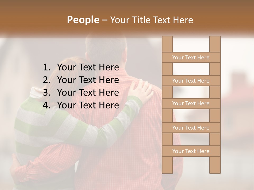 A Man And Woman Embracing In Front Of A House PowerPoint Template