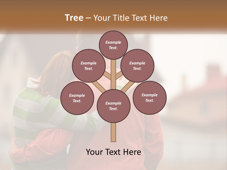 A Man And Woman Embracing In Front Of A House PowerPoint Template