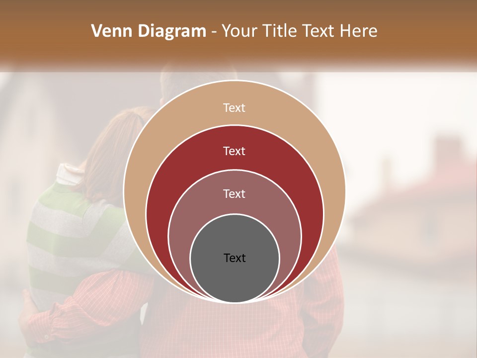 A Man And Woman Embracing In Front Of A House PowerPoint Template