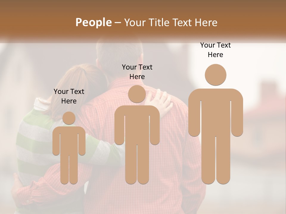 A Man And Woman Embracing In Front Of A House PowerPoint Template