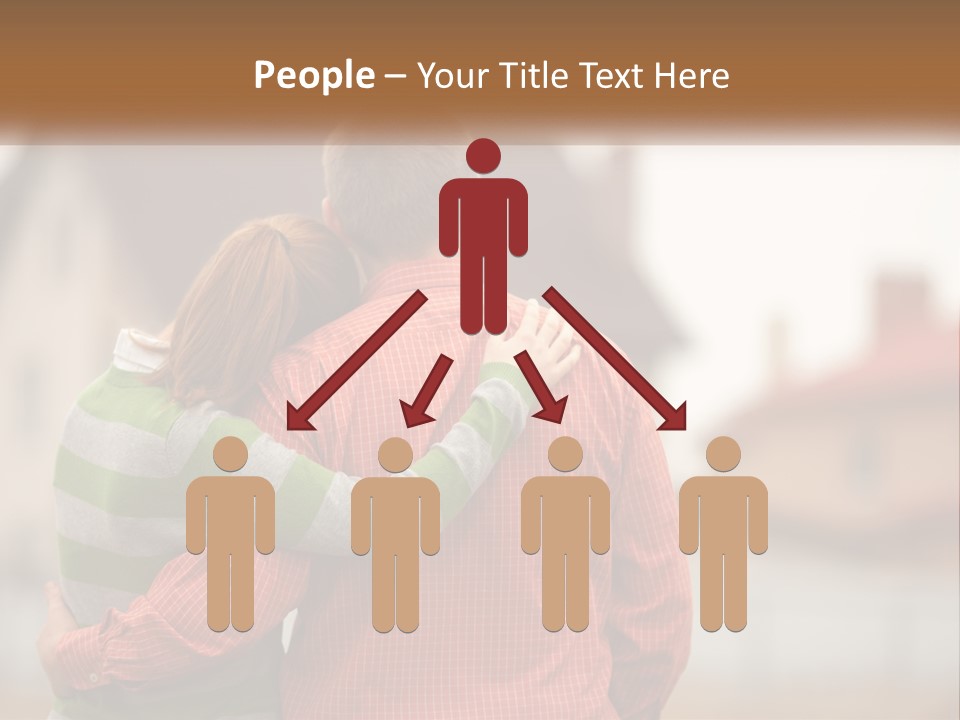 A Man And Woman Embracing In Front Of A House PowerPoint Template