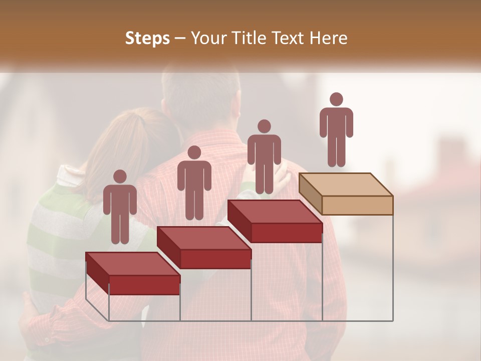 A Man And Woman Embracing In Front Of A House PowerPoint Template