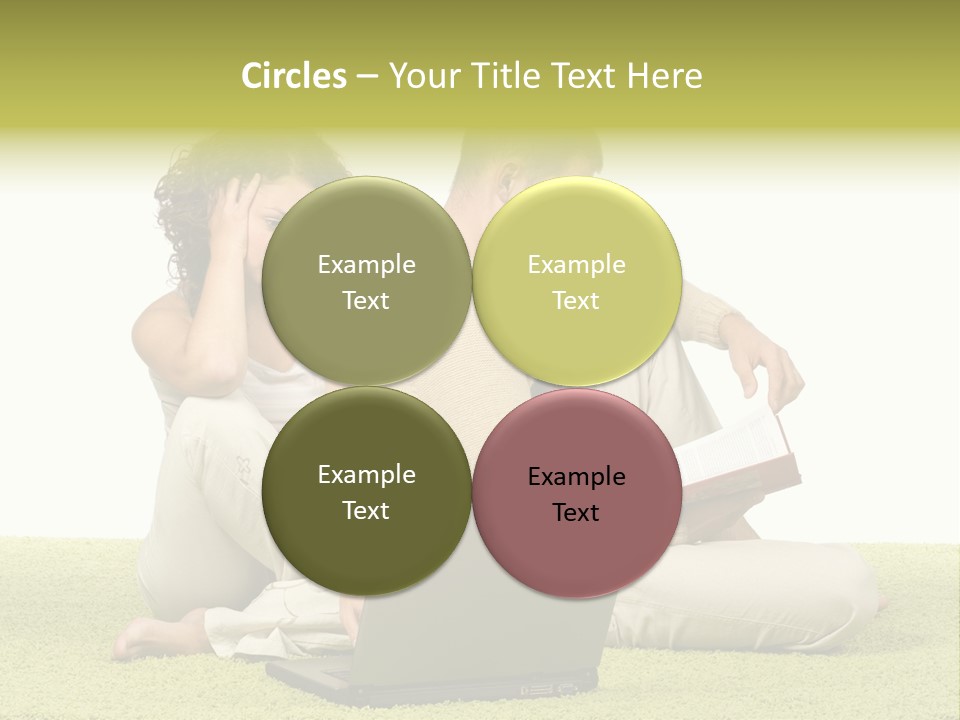 A Man And A Woman Sitting On The Floor With A Laptop PowerPoint Template