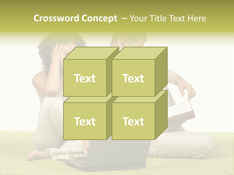 A Man And A Woman Sitting On The Floor With A Laptop PowerPoint Template