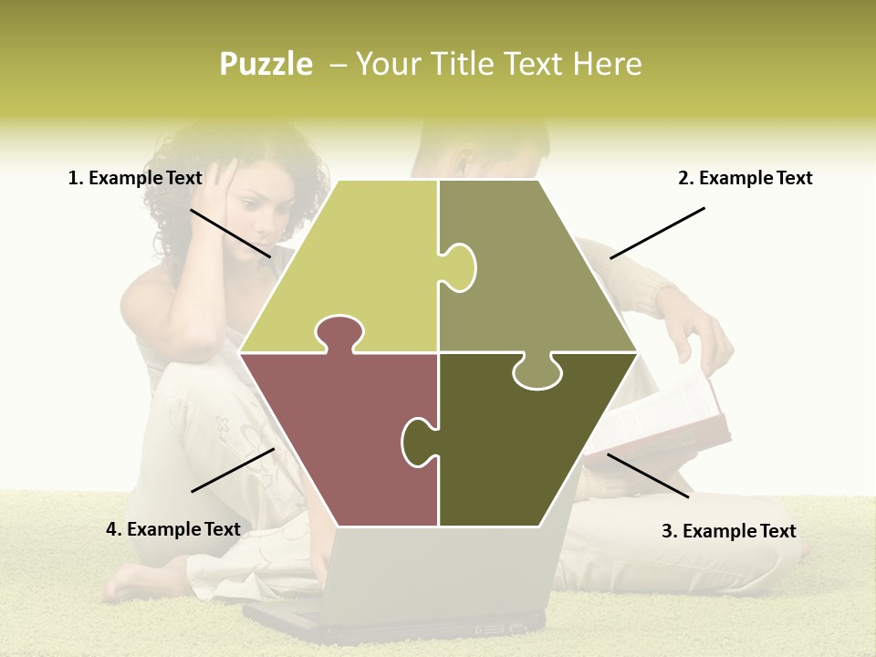 A Man And A Woman Sitting On The Floor With A Laptop PowerPoint Template