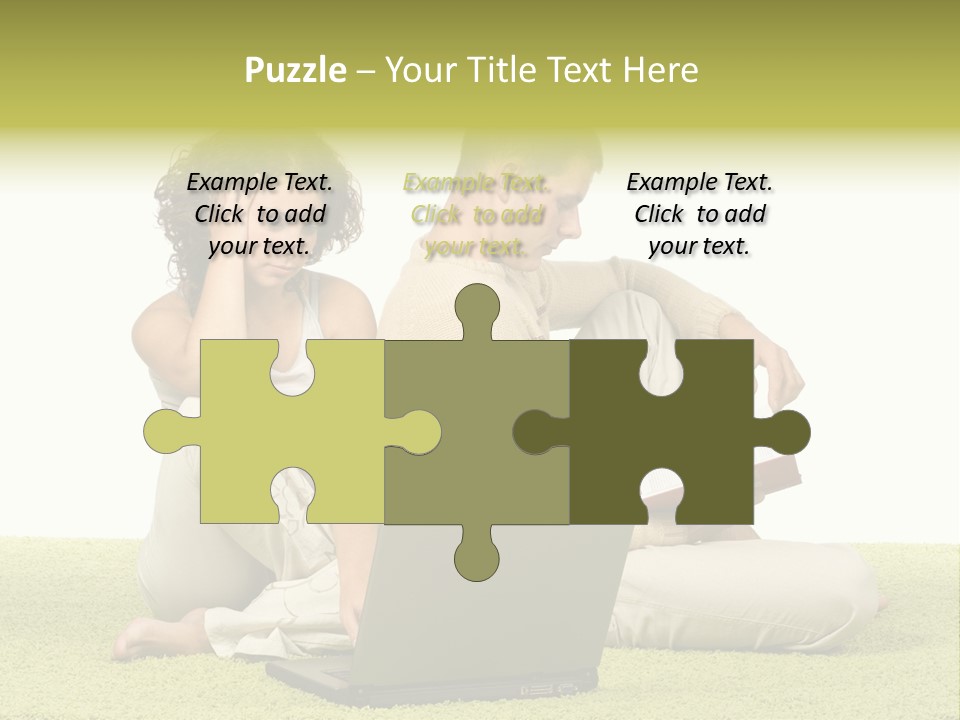 A Man And A Woman Sitting On The Floor With A Laptop PowerPoint Template