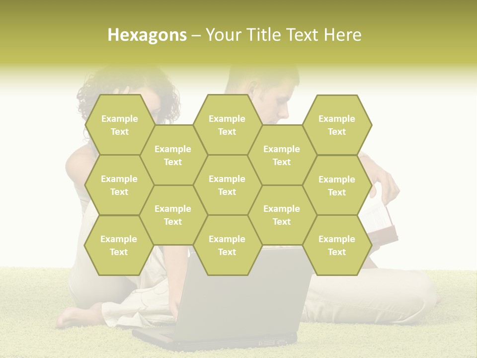 A Man And A Woman Sitting On The Floor With A Laptop PowerPoint Template