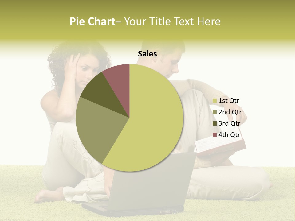 A Man And A Woman Sitting On The Floor With A Laptop PowerPoint Template