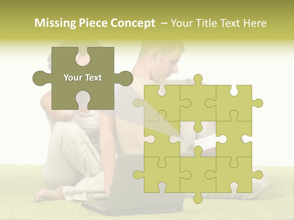 A Man And A Woman Sitting On The Floor With A Laptop PowerPoint Template