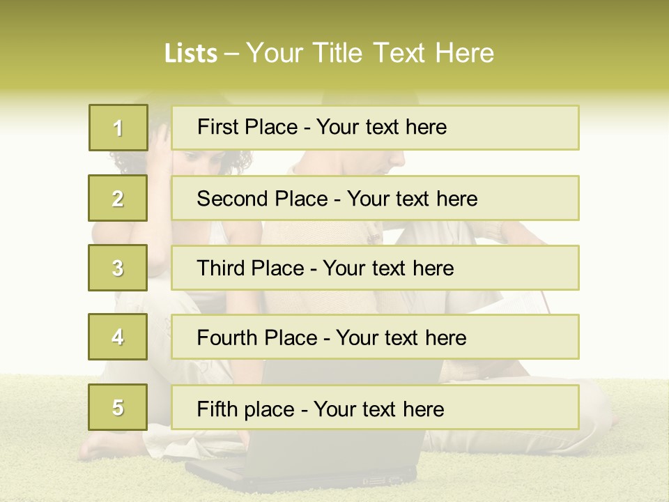 A Man And A Woman Sitting On The Floor With A Laptop PowerPoint Template