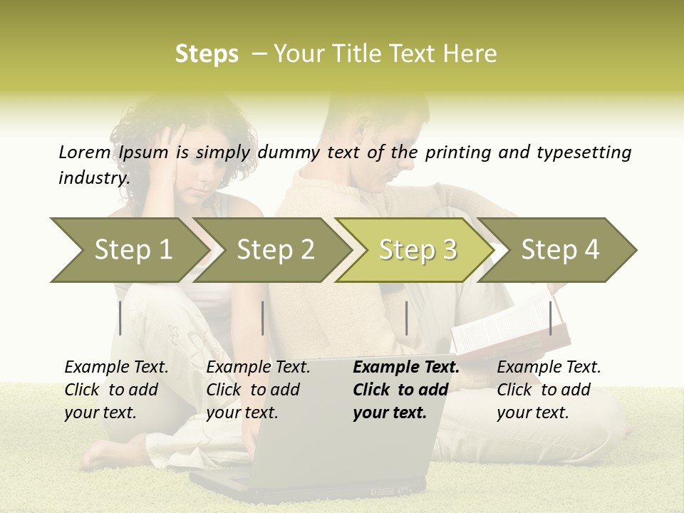 A Man And A Woman Sitting On The Floor With A Laptop PowerPoint Template