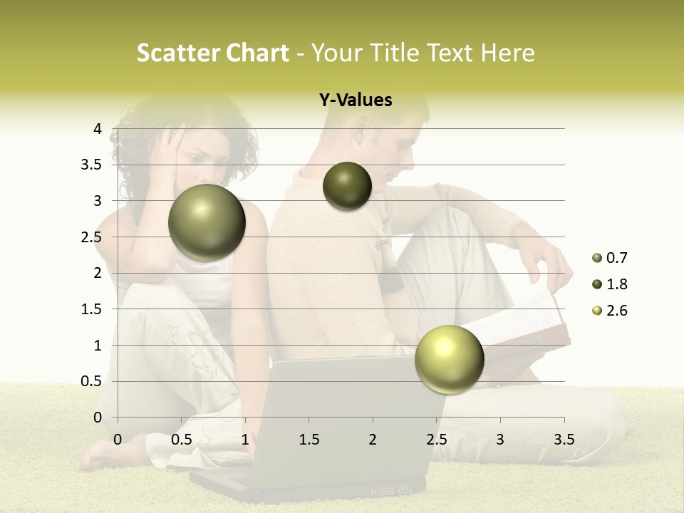 A Man And A Woman Sitting On The Floor With A Laptop PowerPoint Template