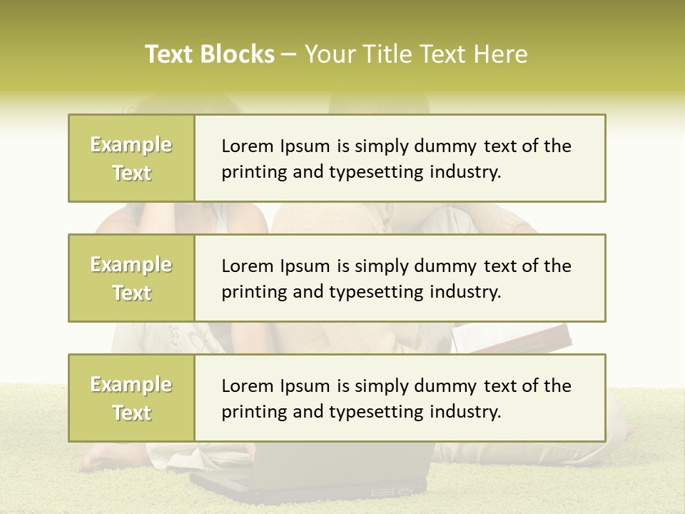 A Man And A Woman Sitting On The Floor With A Laptop PowerPoint Template