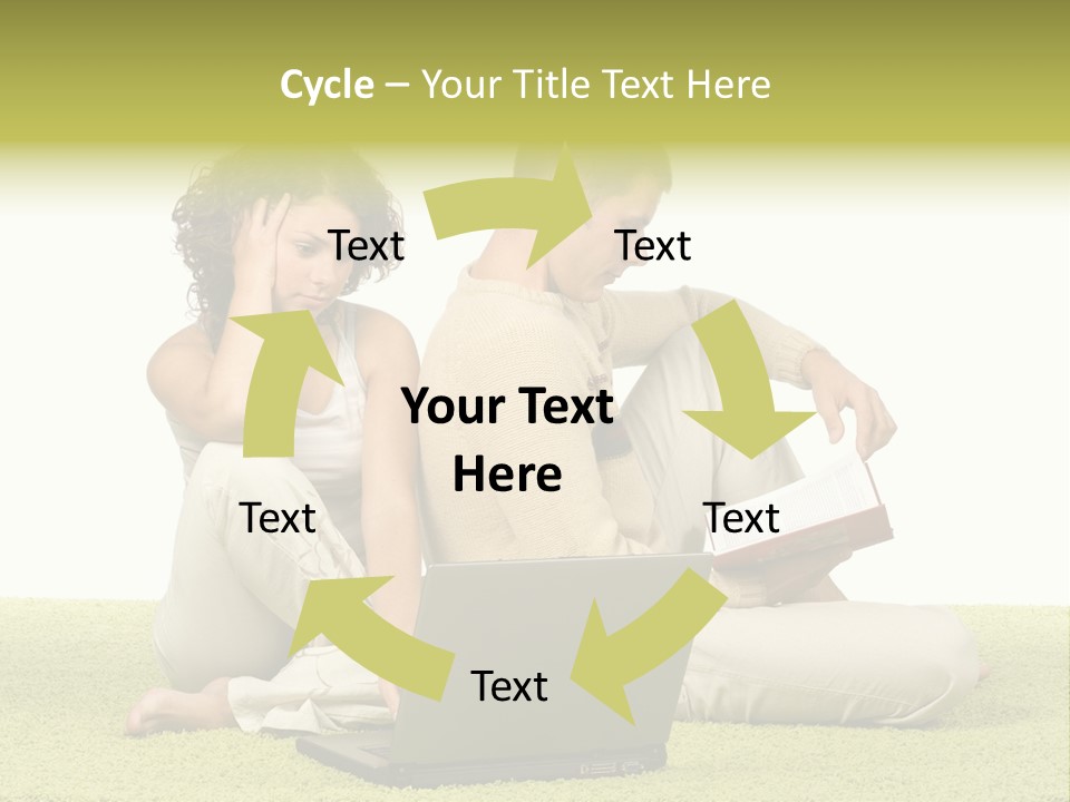 A Man And A Woman Sitting On The Floor With A Laptop PowerPoint Template