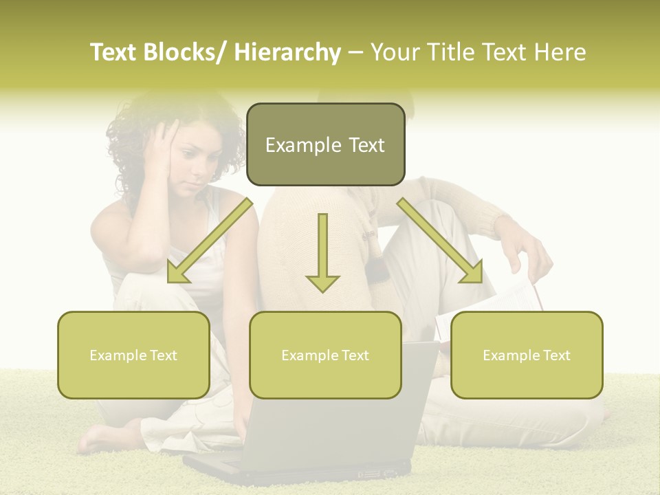 A Man And A Woman Sitting On The Floor With A Laptop PowerPoint Template