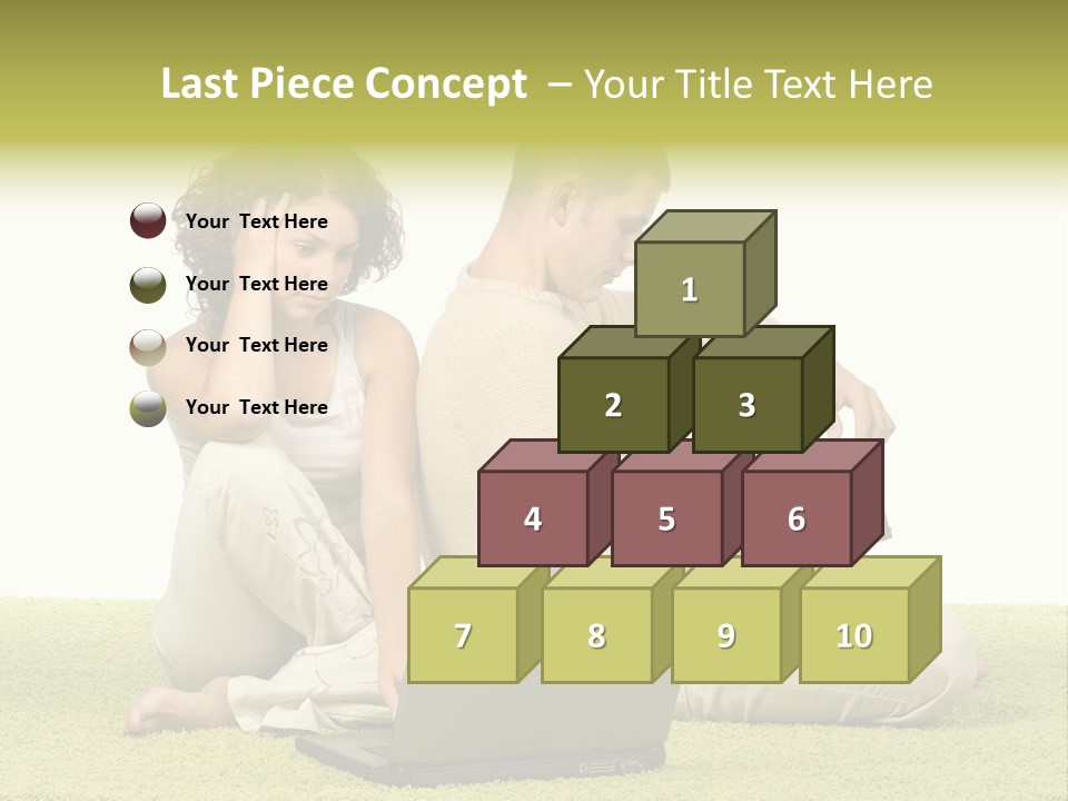 A Man And A Woman Sitting On The Floor With A Laptop PowerPoint Template