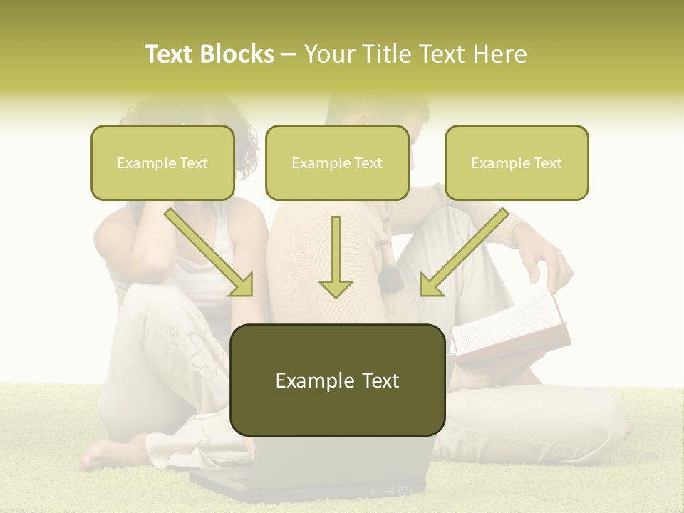 A Man And A Woman Sitting On The Floor With A Laptop PowerPoint Template