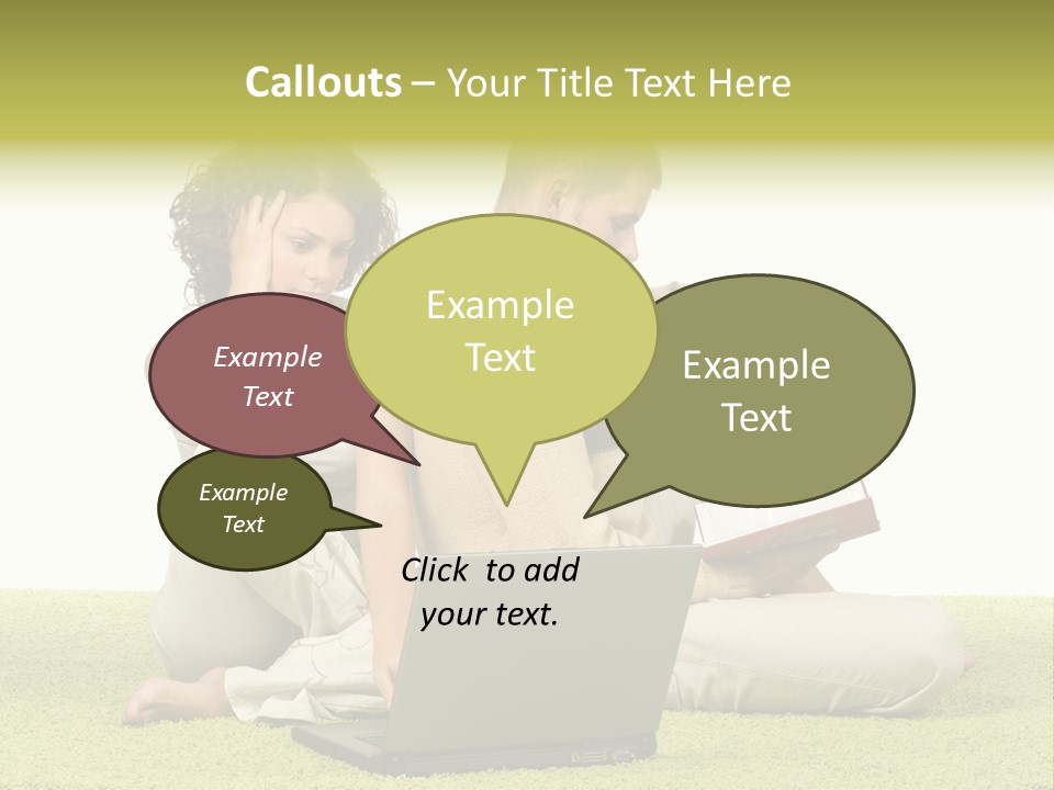 A Man And A Woman Sitting On The Floor With A Laptop PowerPoint Template