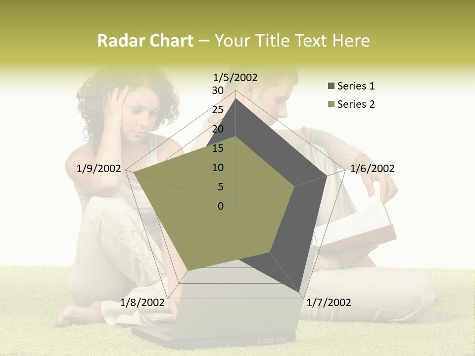A Man And A Woman Sitting On The Floor With A Laptop PowerPoint Template