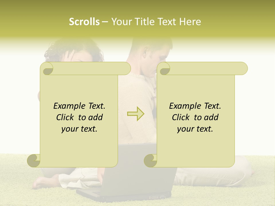 A Man And A Woman Sitting On The Floor With A Laptop PowerPoint Template