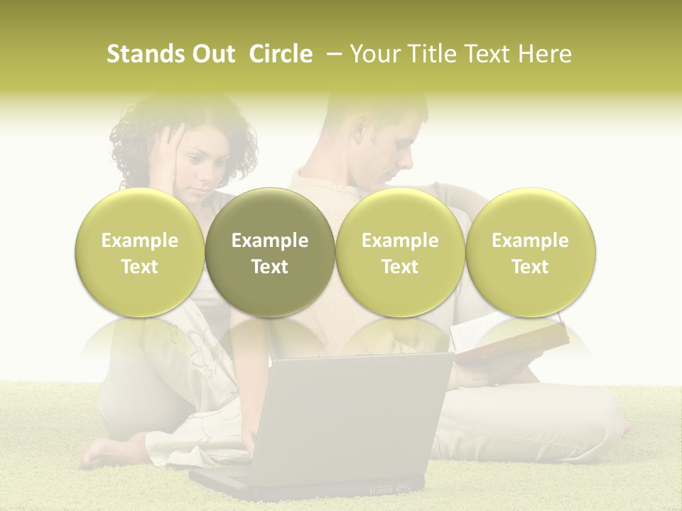 A Man And A Woman Sitting On The Floor With A Laptop PowerPoint Template