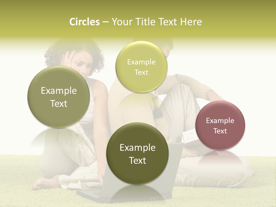 A Man And A Woman Sitting On The Floor With A Laptop PowerPoint Template