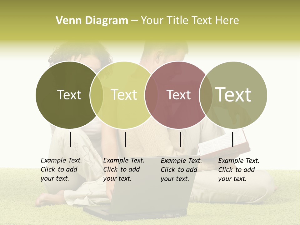 A Man And A Woman Sitting On The Floor With A Laptop PowerPoint Template