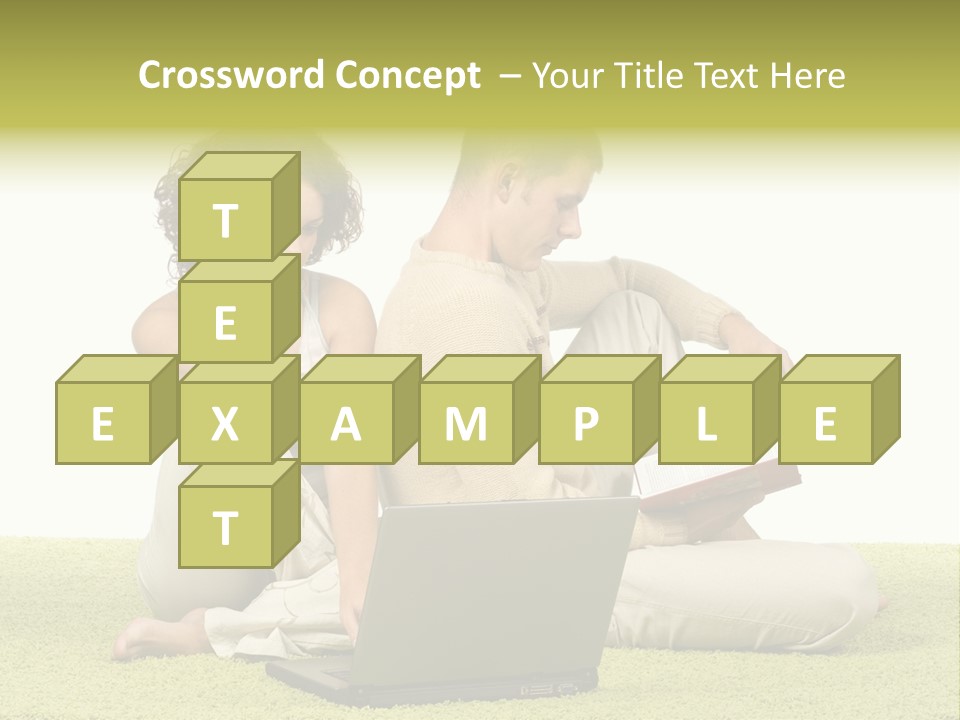 A Man And A Woman Sitting On The Floor With A Laptop PowerPoint Template