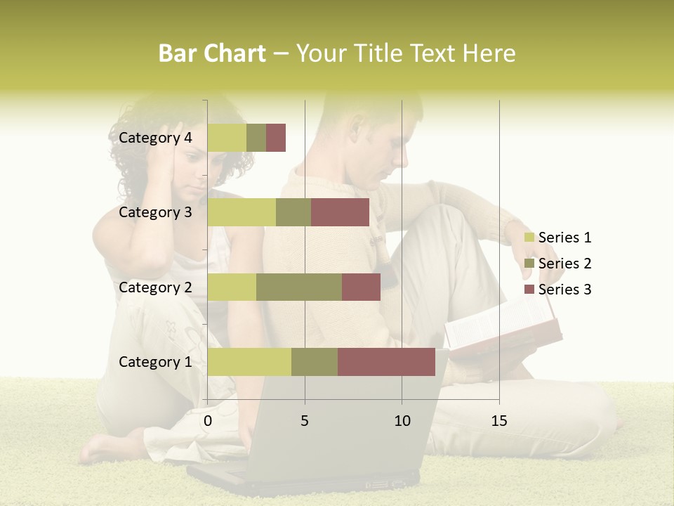 A Man And A Woman Sitting On The Floor With A Laptop PowerPoint Template