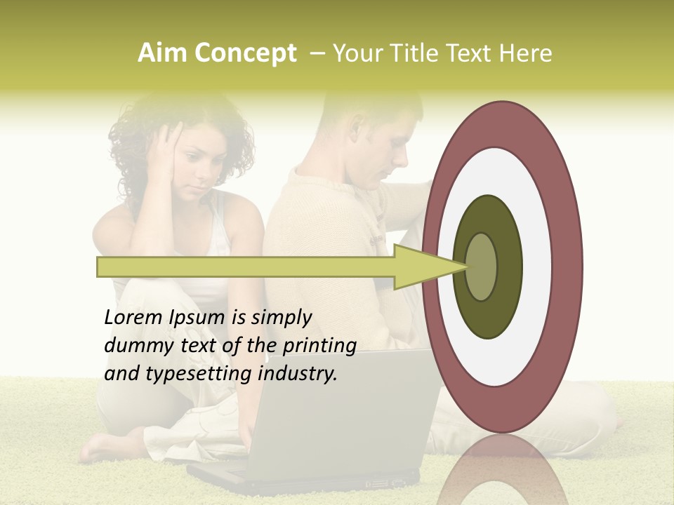 A Man And A Woman Sitting On The Floor With A Laptop PowerPoint Template