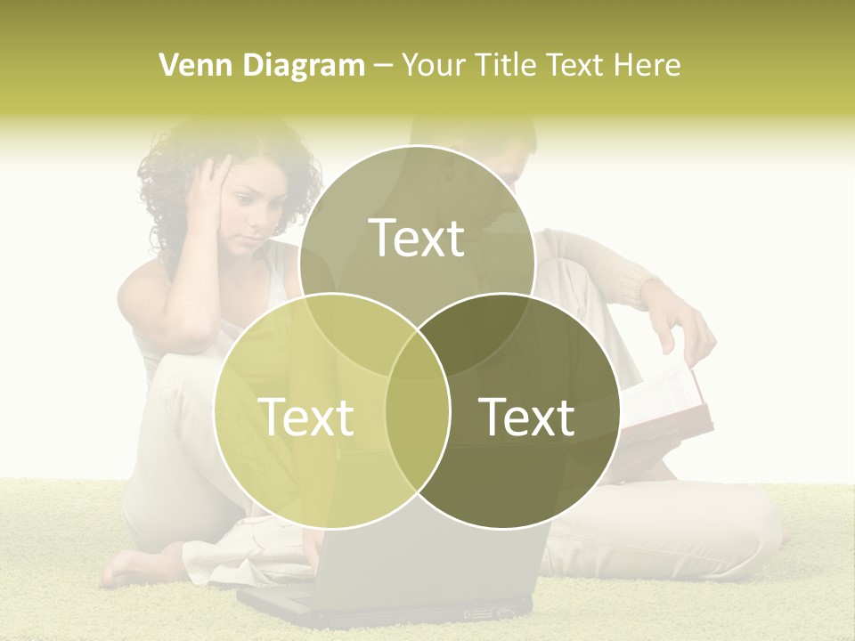 A Man And A Woman Sitting On The Floor With A Laptop PowerPoint Template