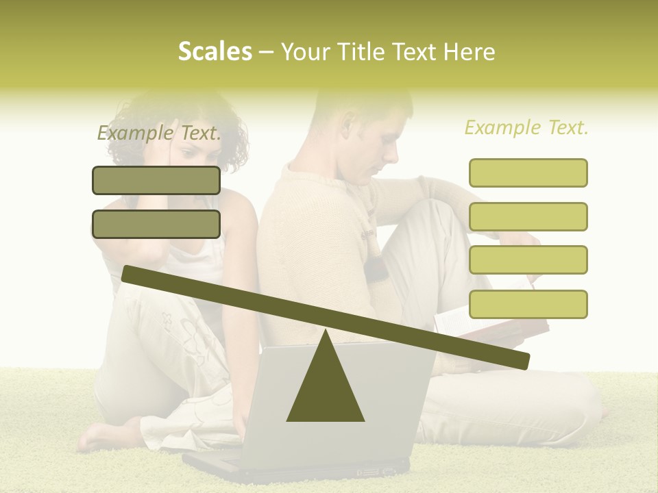 A Man And A Woman Sitting On The Floor With A Laptop PowerPoint Template