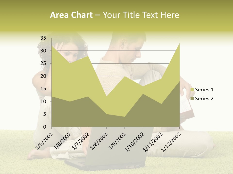A Man And A Woman Sitting On The Floor With A Laptop PowerPoint Template