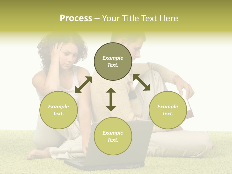 A Man And A Woman Sitting On The Floor With A Laptop PowerPoint Template