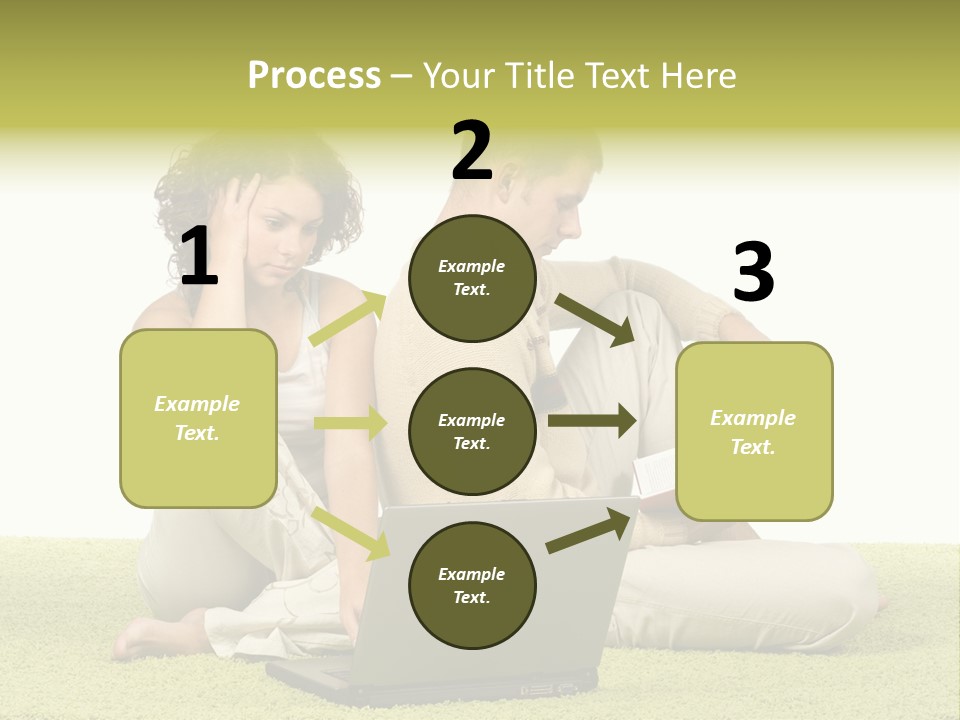 A Man And A Woman Sitting On The Floor With A Laptop PowerPoint Template