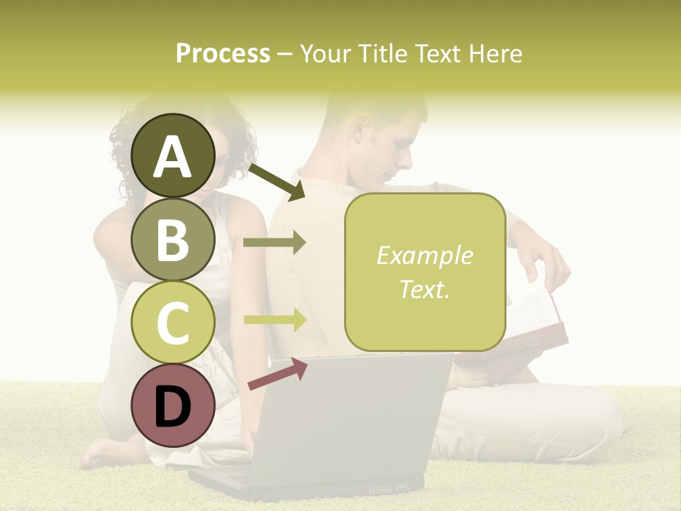 A Man And A Woman Sitting On The Floor With A Laptop PowerPoint Template