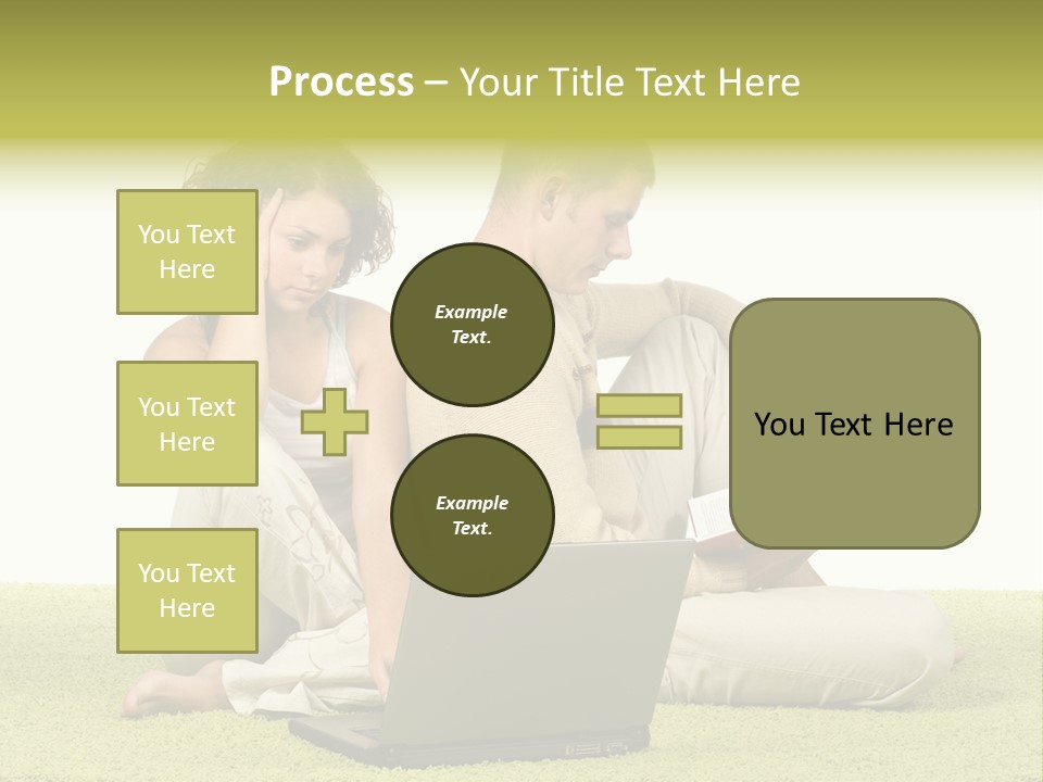 A Man And A Woman Sitting On The Floor With A Laptop PowerPoint Template
