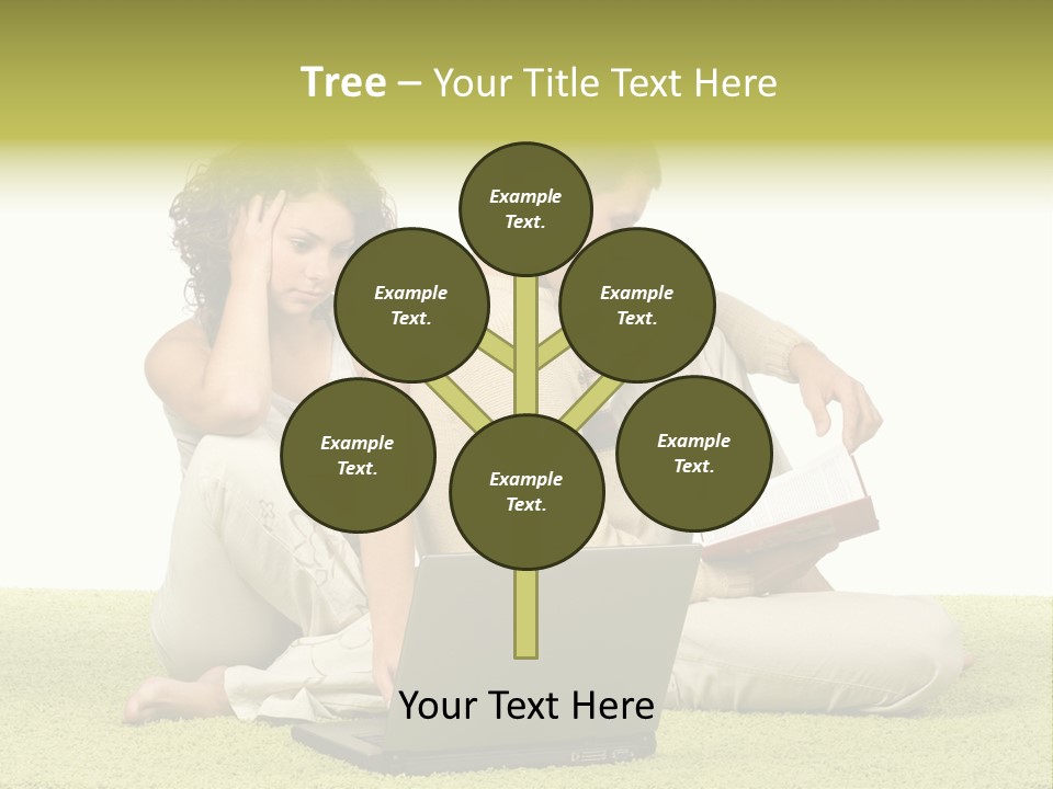 A Man And A Woman Sitting On The Floor With A Laptop PowerPoint Template