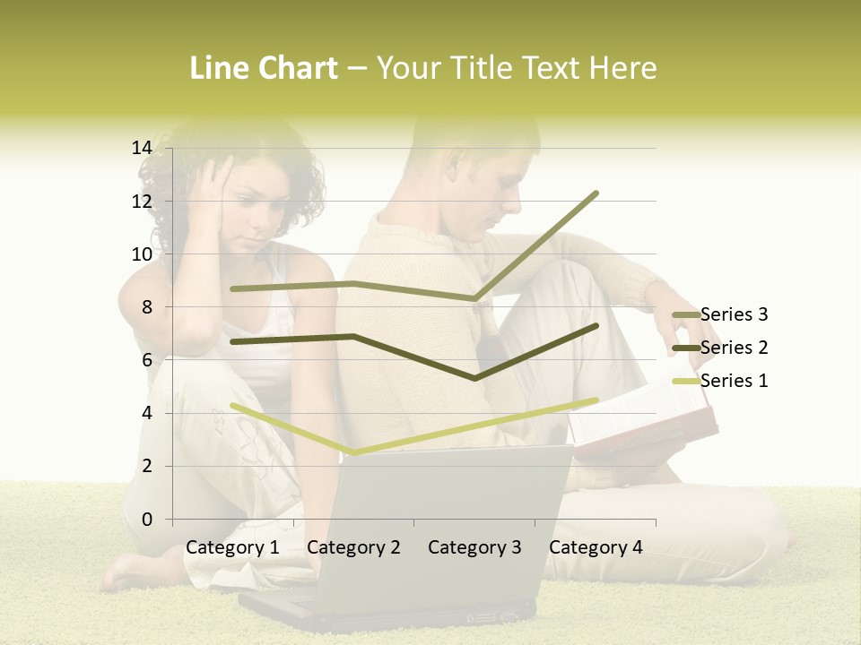 A Man And A Woman Sitting On The Floor With A Laptop PowerPoint Template